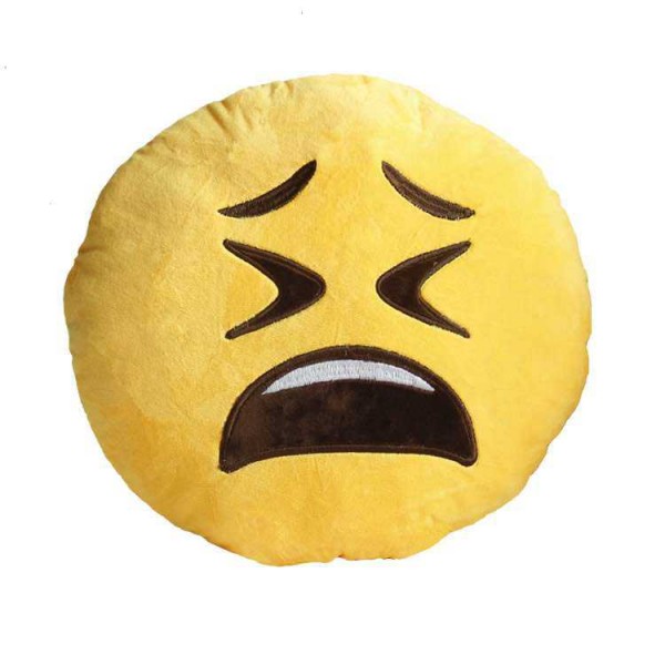 Soft Smiley Emoticon Yellow Round Cushion Pillow Stuffed Plush Toy Doll (Crying)